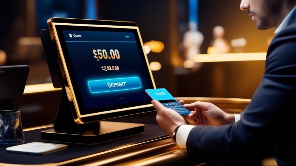 Speler die saldo bijvult aan een digitale betaalbalie