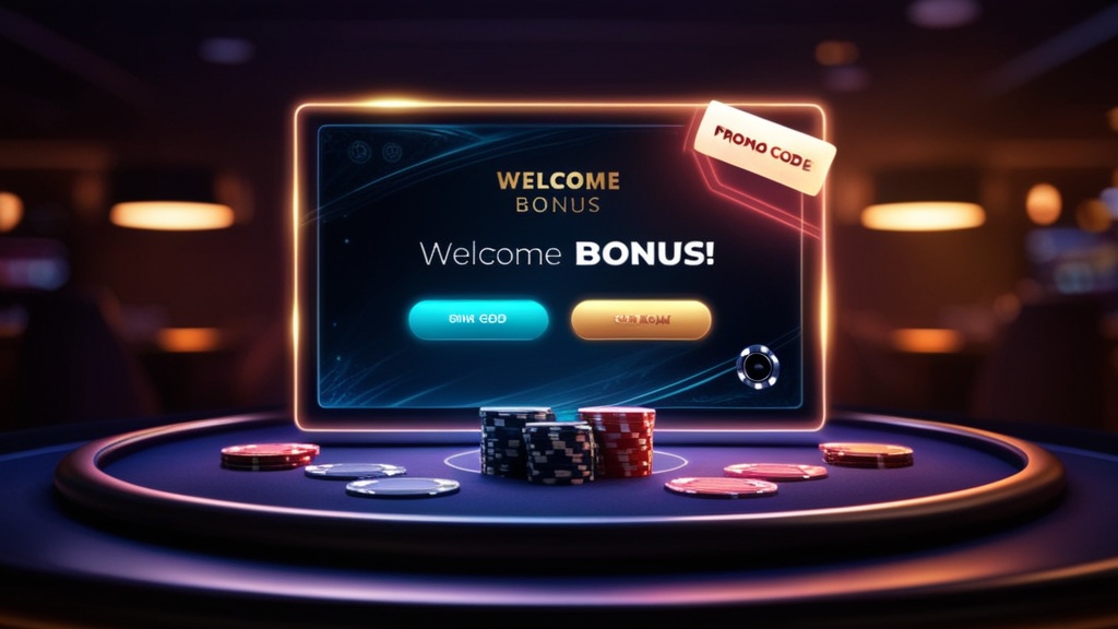 Donkere casino-afbeelding met welkomstbonus en promo code